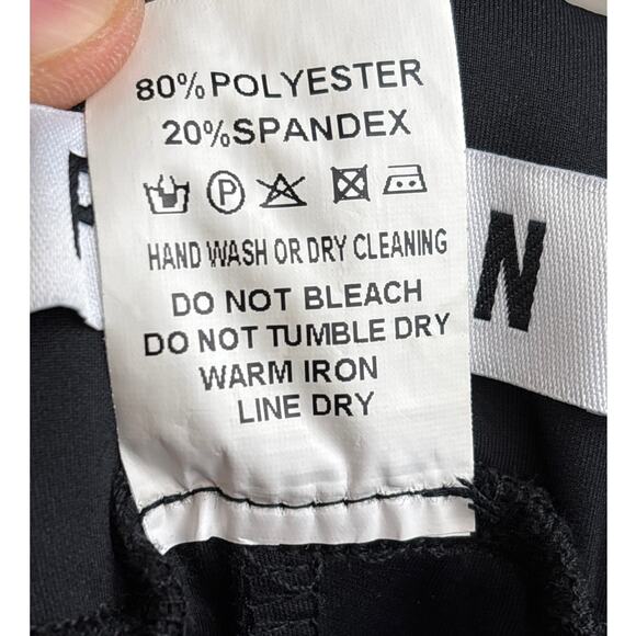 Akira Women’s L Paxton Black Luxe Leggings Tan Racer Stripe Silky Exercise Pant - Picture 4 of 4